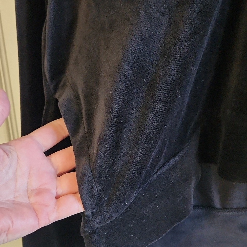Black Velour Zip-Up Hoodie XXL With Rhinestone Angel Wings & Halo Bling Y2K 80s - Picture 6 of 10